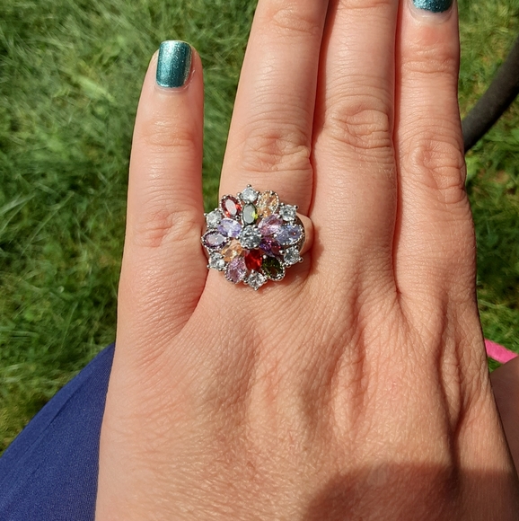 Multi-Gemstone Sterling Silver Ring - Picture 2 of 7